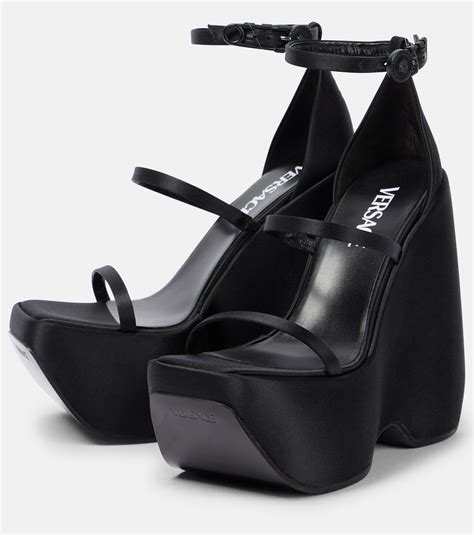 VERSACE TRIPLATFORM SATIN TRIPLE STRAP PLATFORM 